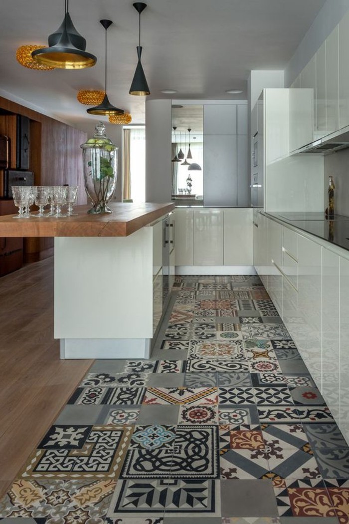 Carrelage sol cuisine contemporain