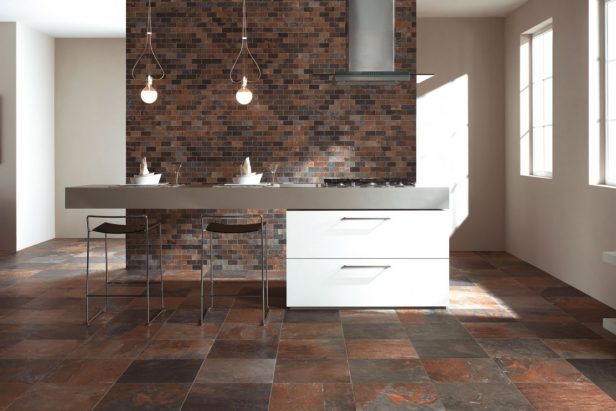 Carrelage imitation ardoise rouillée