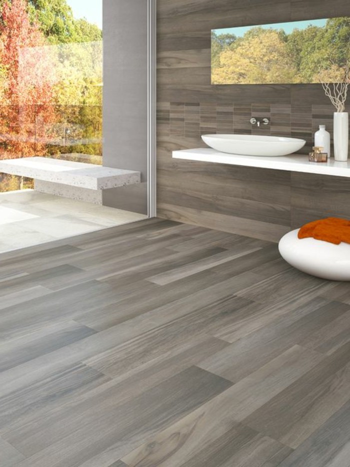 Carrelage aspect bois gris