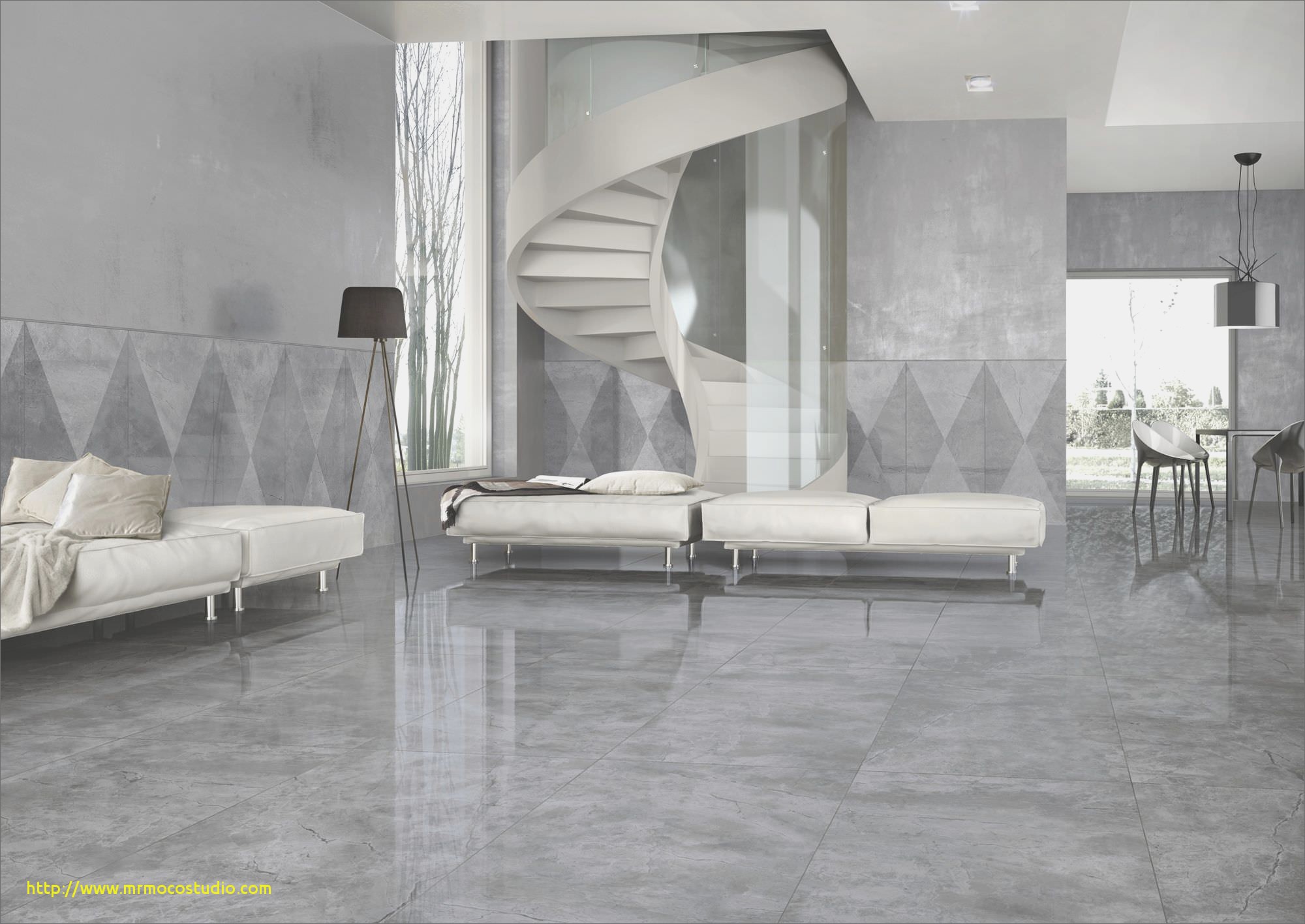 Carrelage gris marbre brillant