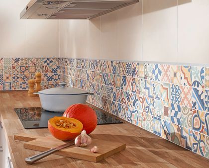 Carrelage sol cuisine orange