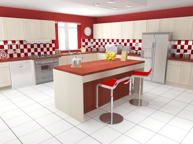Carrelage blanc et rouge