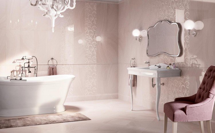 Carrelage salle de bain rose