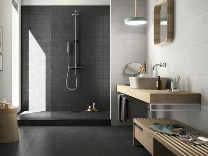 Carrelage gris beton salle de bain