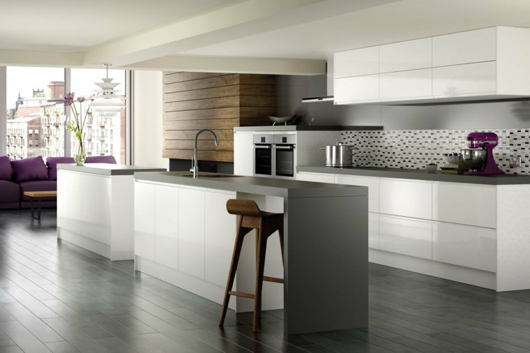Modele de cuisine avec carrelage gris