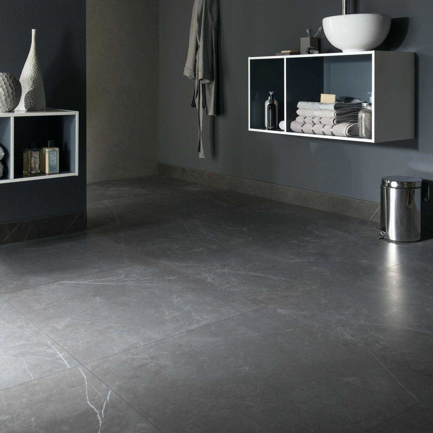 Carrelage gris noir brillant