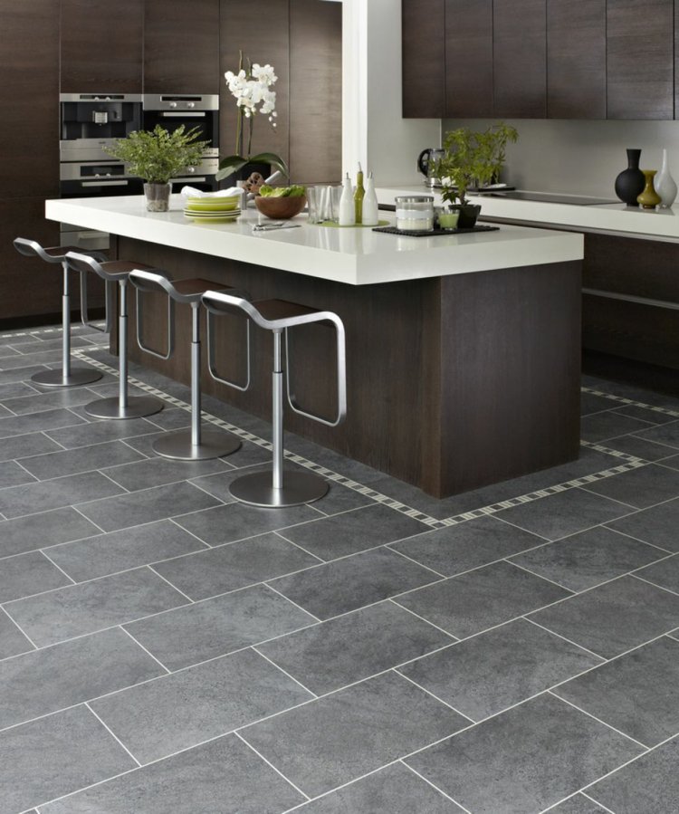 Carrelage gris sol cuisine