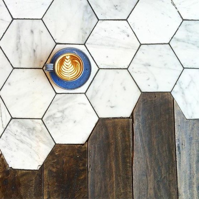 Carrelage hexagonal blanc brillant