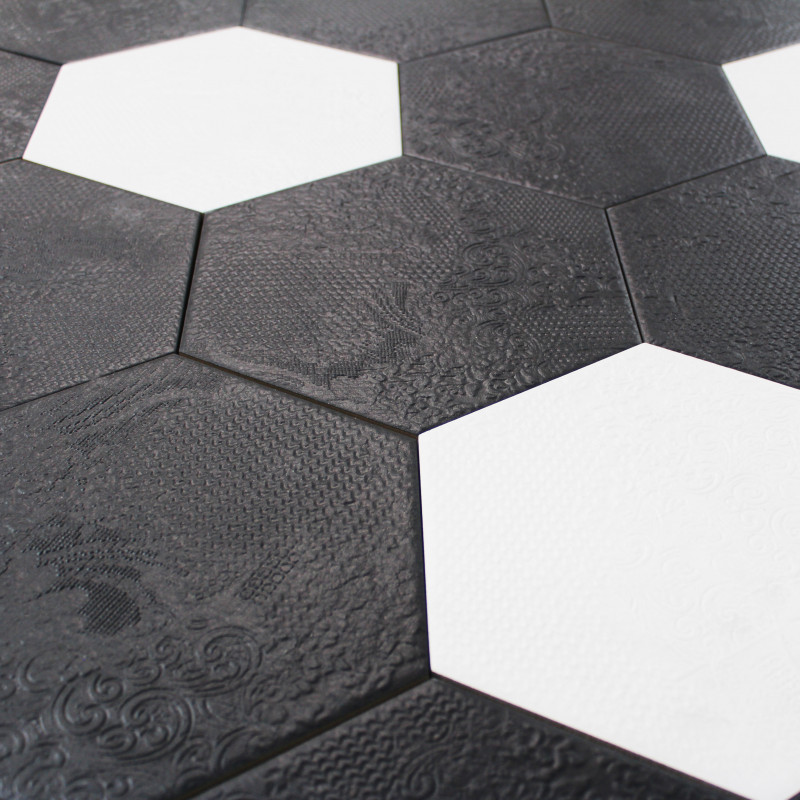 Carrelage hexagonal noir mat