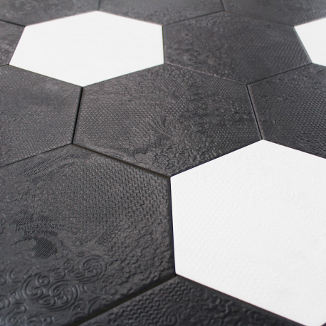 Carrelage hexagonal noir sol