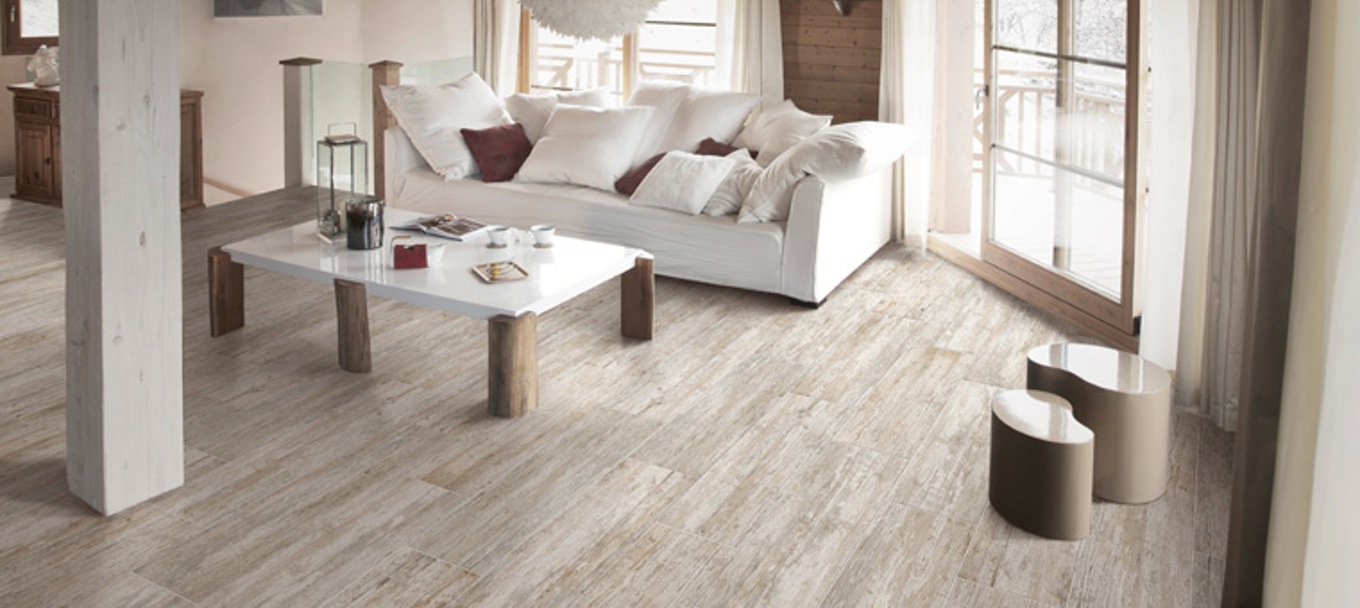 Carrelage effet parquet blanc