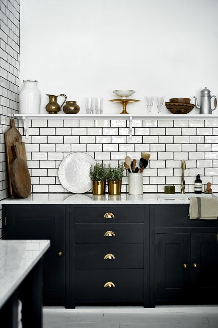 Carrelage blanc joint noir cuisine