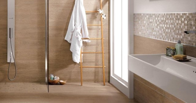 Carrelage mosaique beige salle de bain