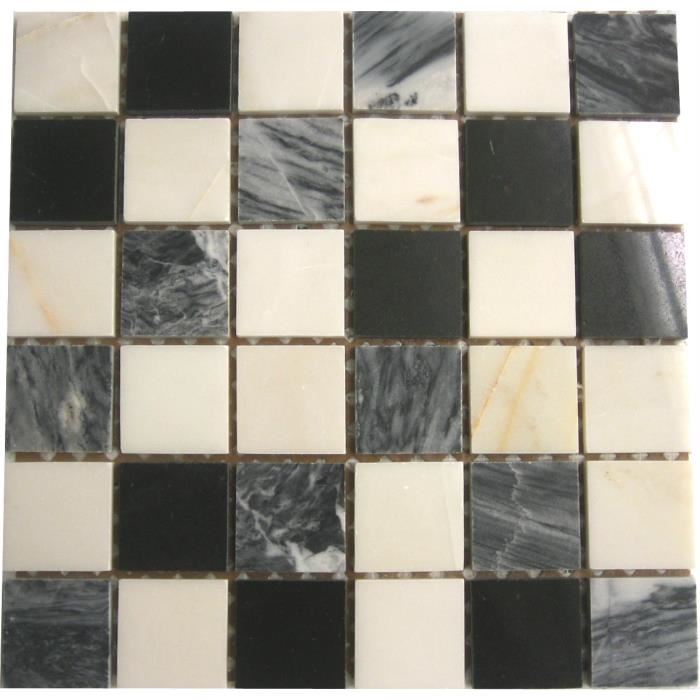 Carrelage mosaique noir gris blanc