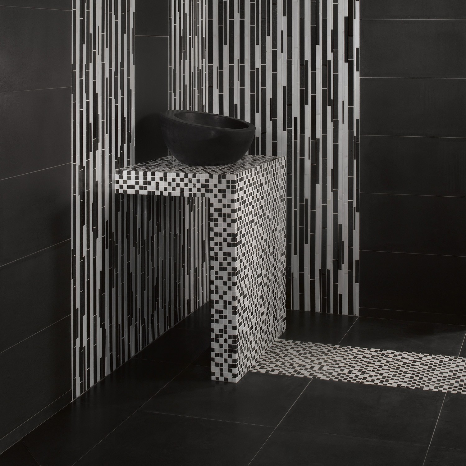 Carrelage mosaique noir douche