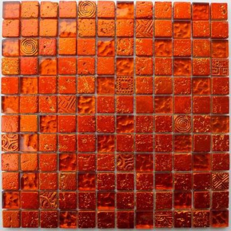 Carrelage mosaique rouge orange