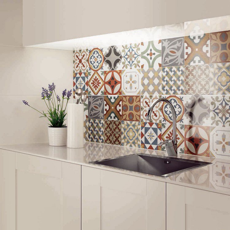 Carrelage mural cuisine carreaux de ciment