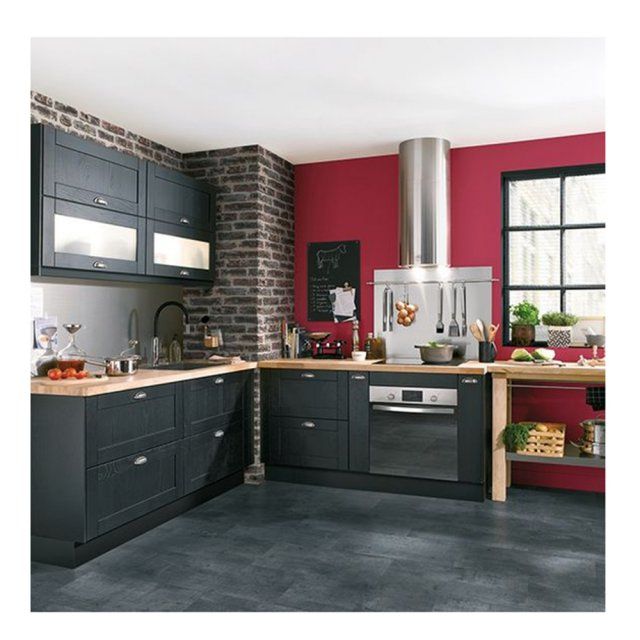 Carrelage cuisine rouge gris