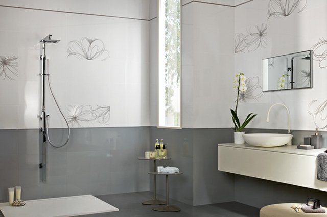 Carrelage gris blanc salle de bain