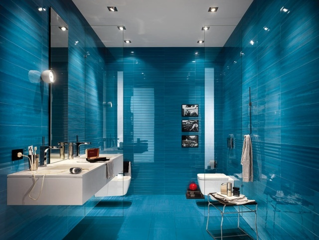 Carrelage sol bleu canard
