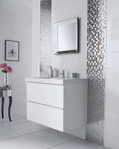 Carrelage mosaique blanc salle de bain