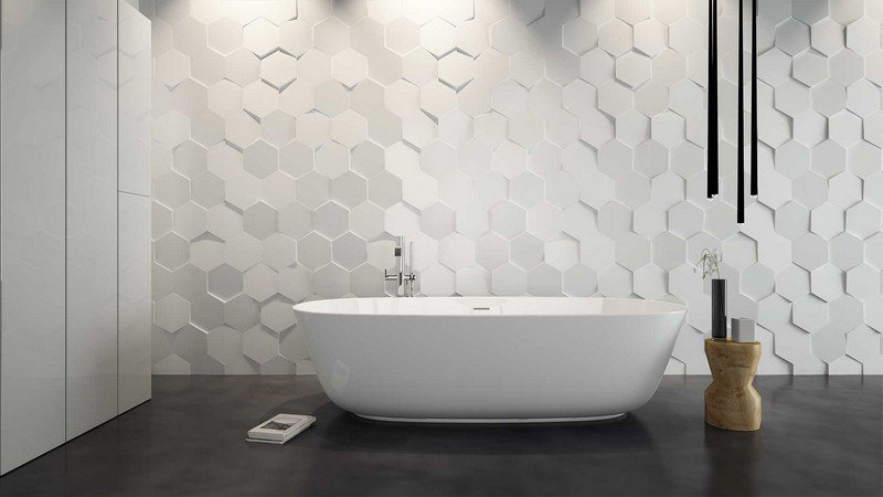 Carrelage blanc a motif