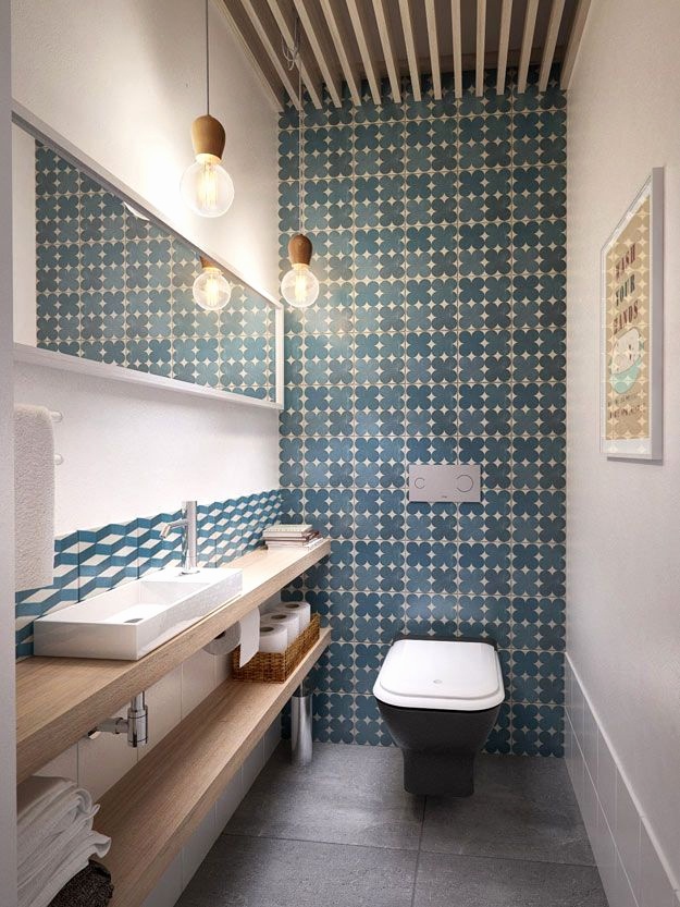 Carrelage wc bleu