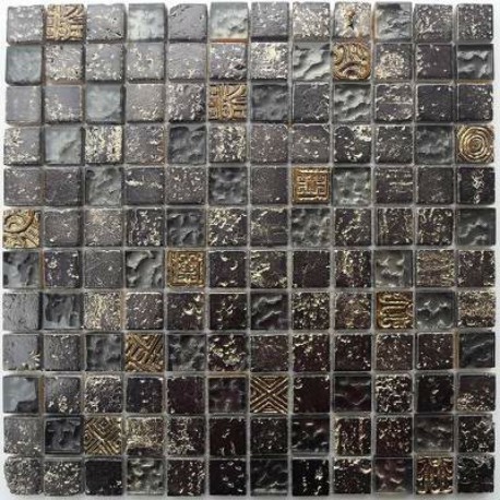 Carrelage mosaique verre noir