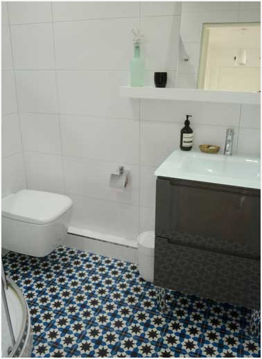 Carrelage sol cuisine bleu