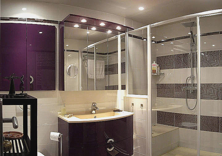 Carrelage salle de bain aubergine