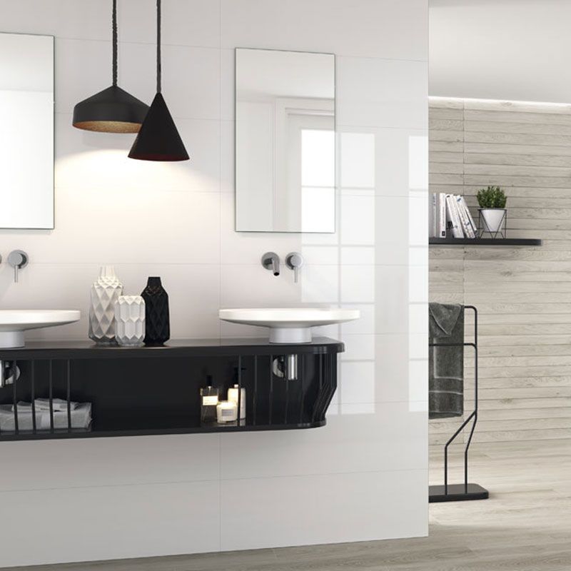 Carrelage blanc brillant cuisine