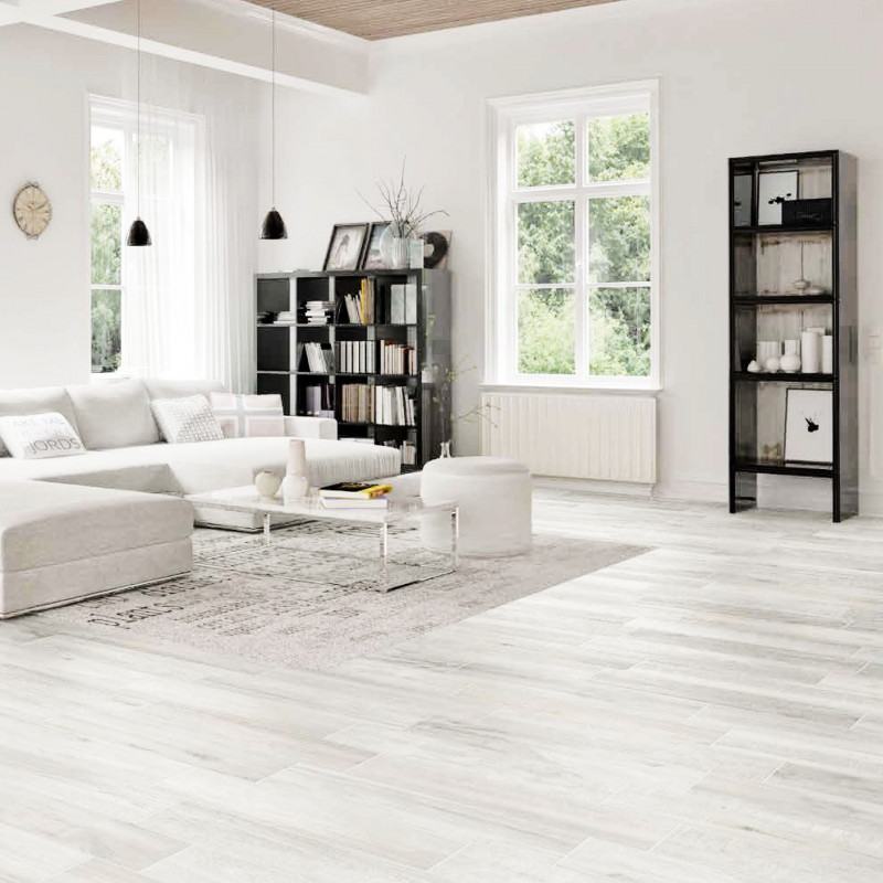 Carrelage imitation bois blanc
