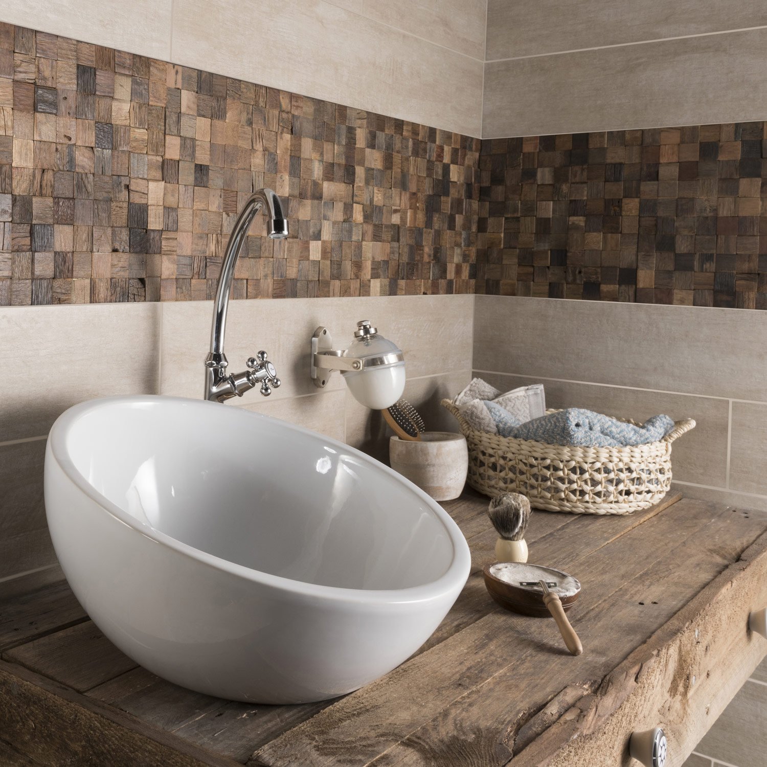 Carrelage imitation mosaique beige