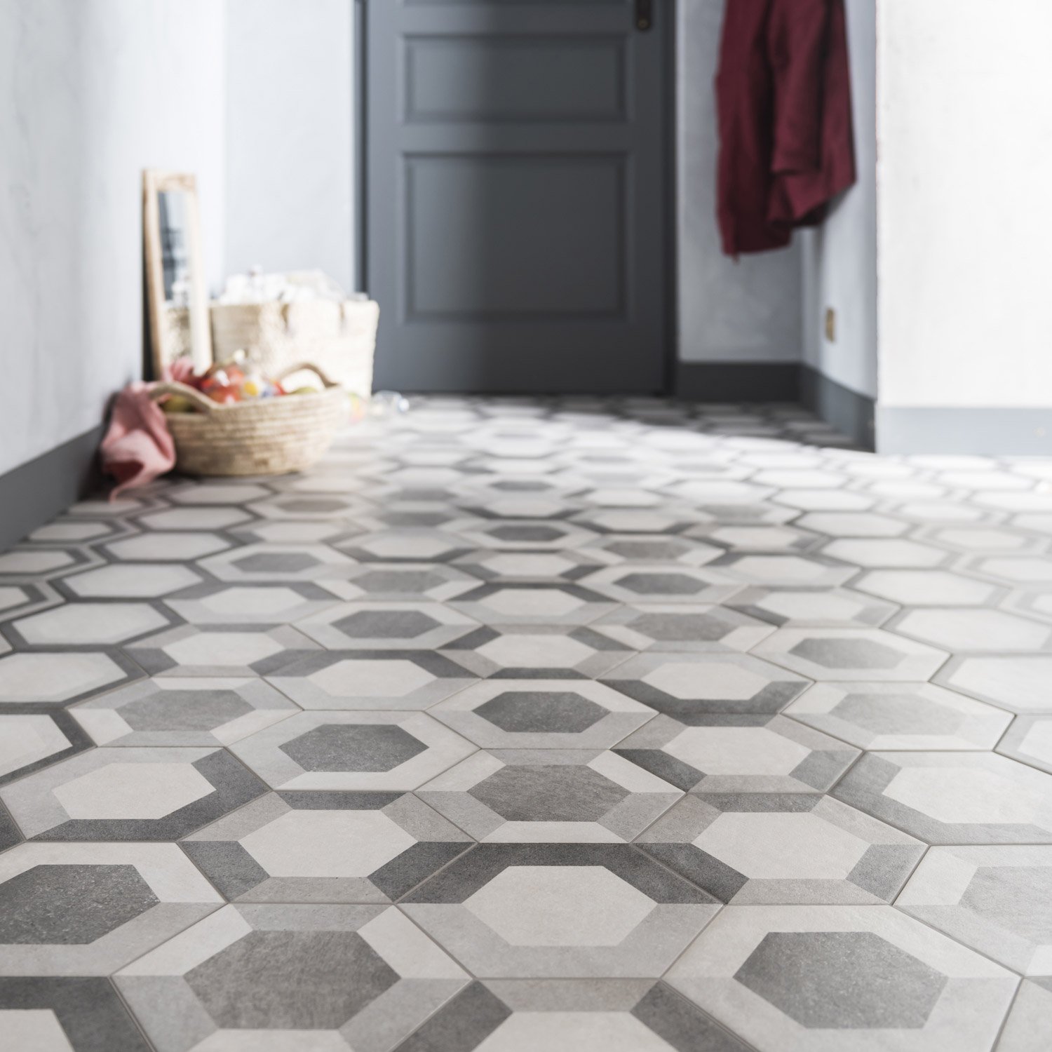 Carrelage gris blanc