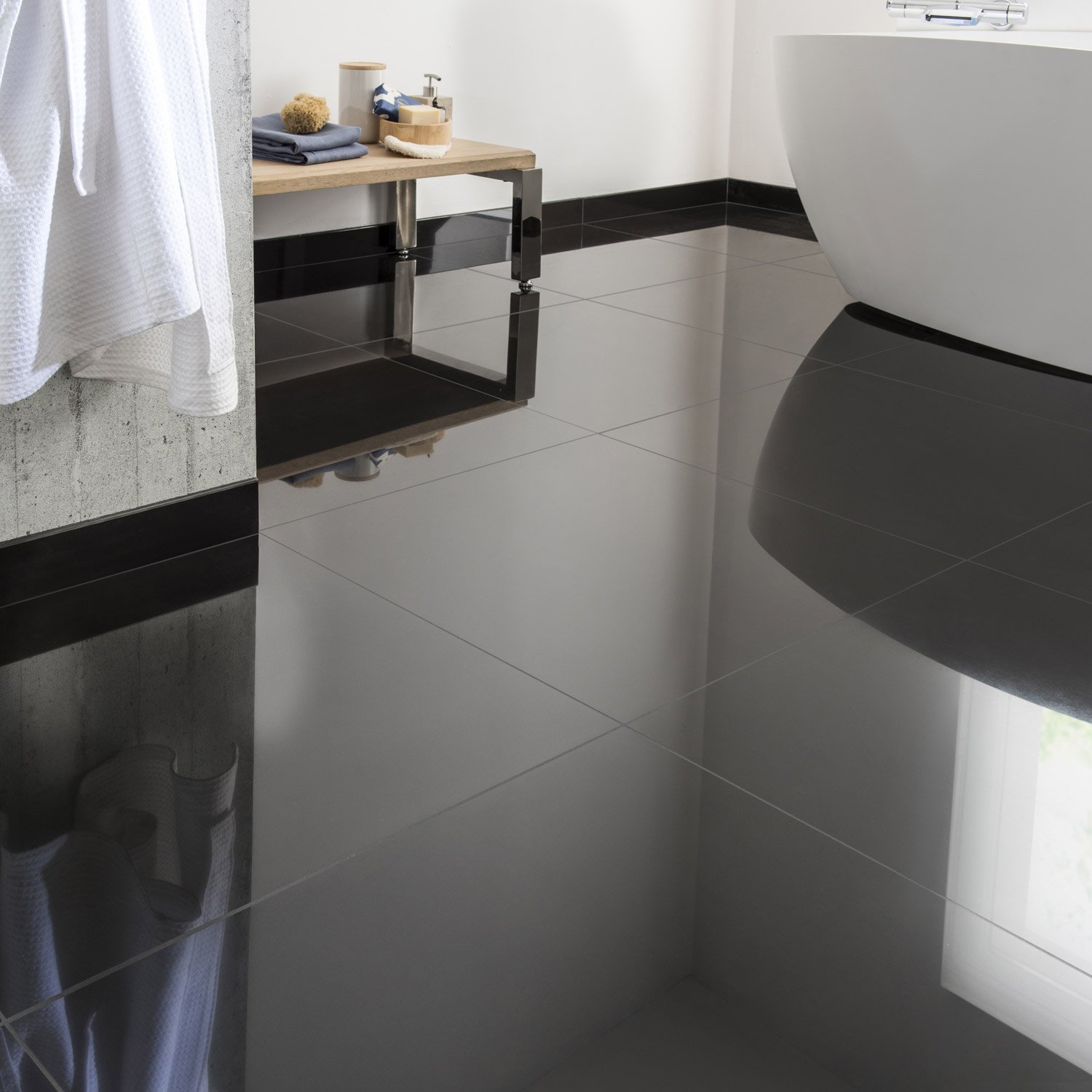 Carrelage gris noir blanc
