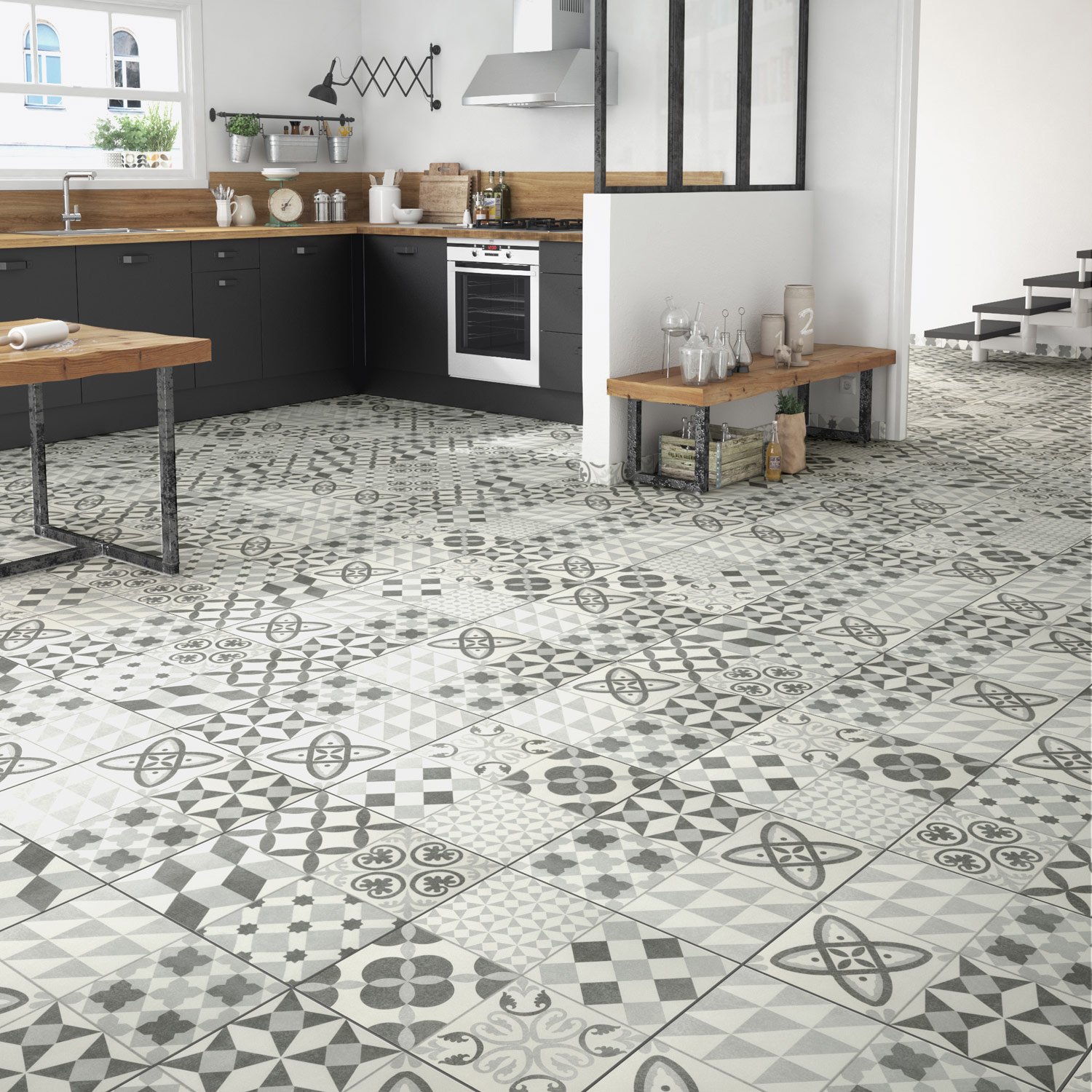 Carrelage carreaux de ciment beige