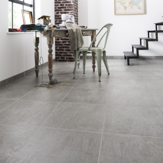 Carrelage gris effet béton ciré