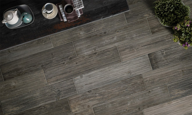 Carrelage imitations bois sur plot