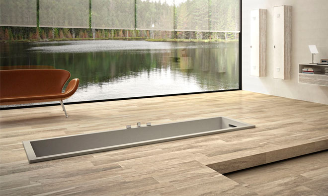 Carrelage imitation bois brut
