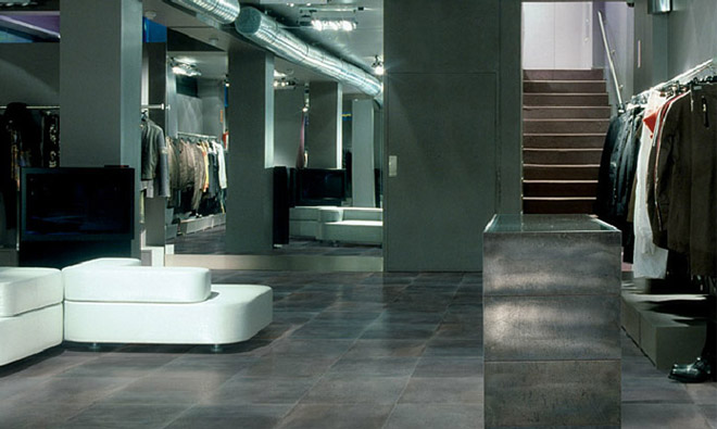 Carrelage gris metal