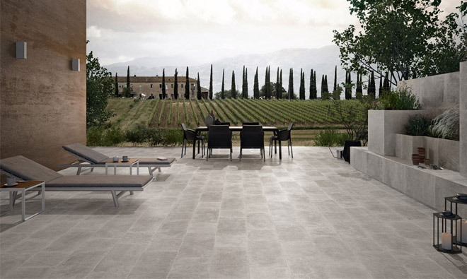 Carrelage gris terrasse