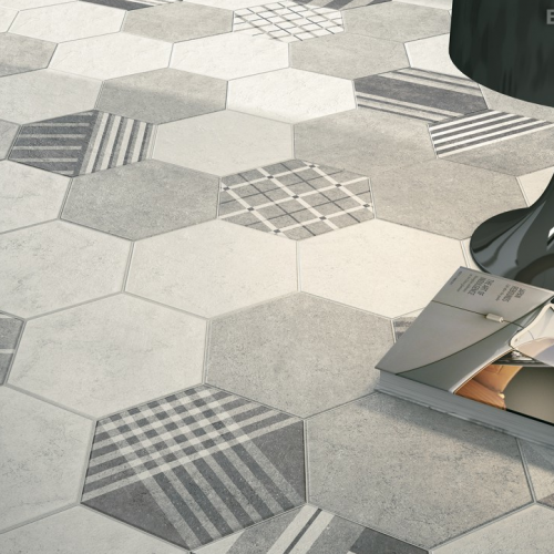 Carrelage hexagonal motif