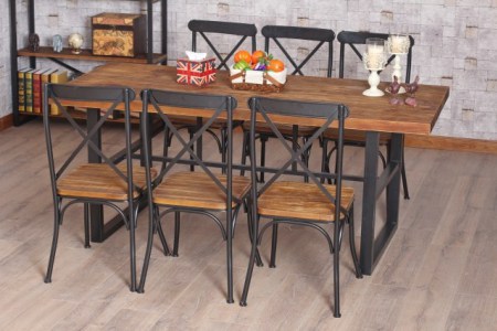 Table de cuisine fer forge et bois