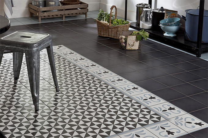 Faux carrelage sol cuisine