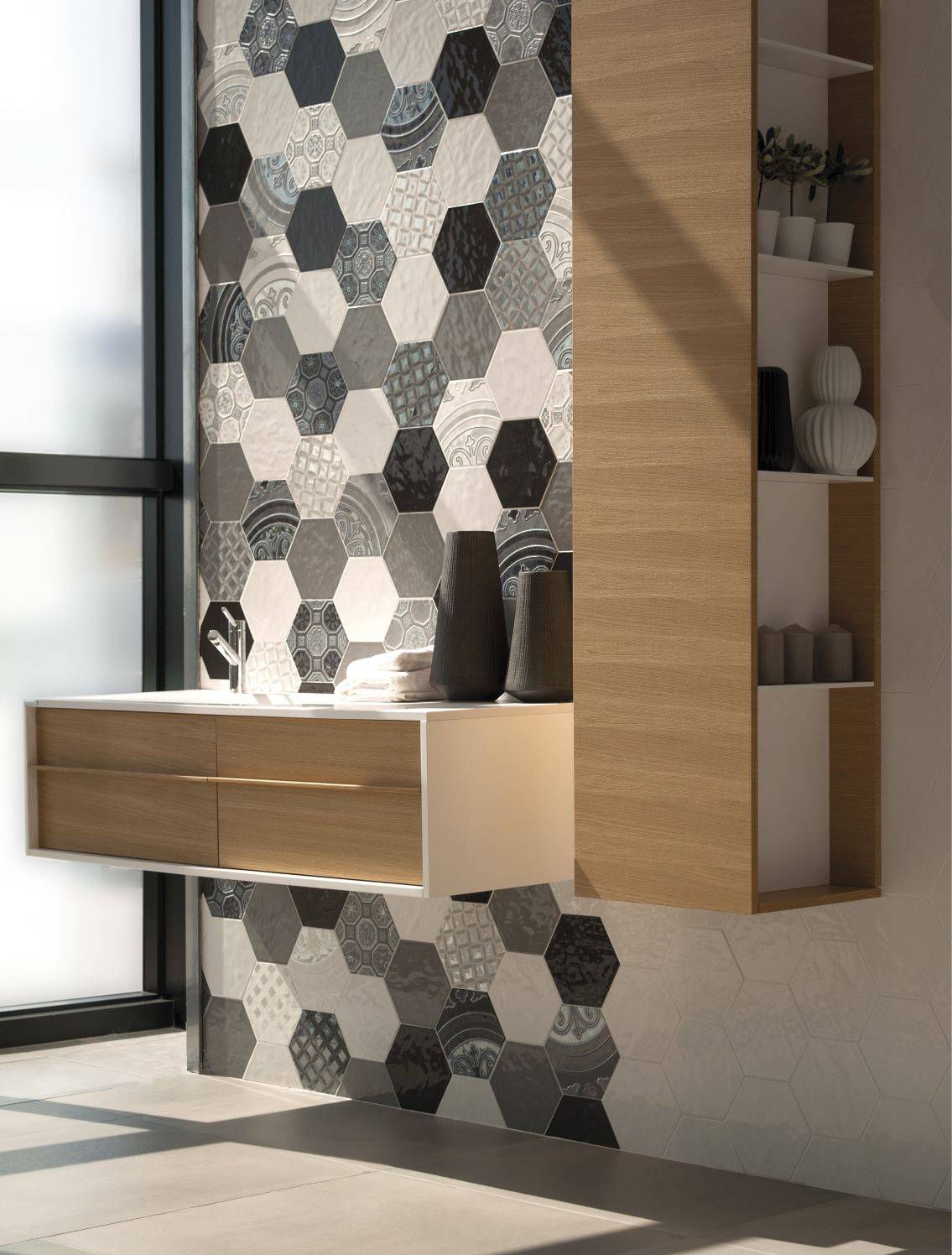 Carrelage hexagonal mur