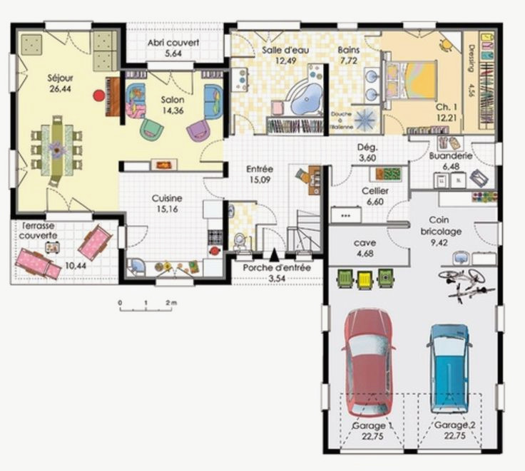 Plan maison cuisine cellier