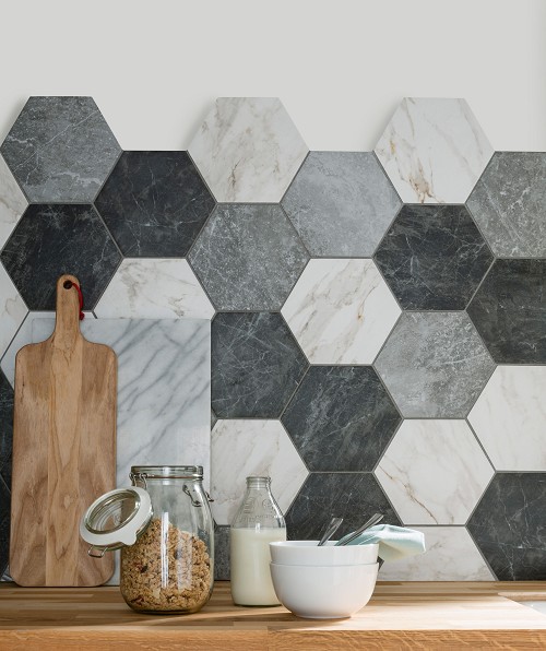 Carrelage cuisine hexagonal