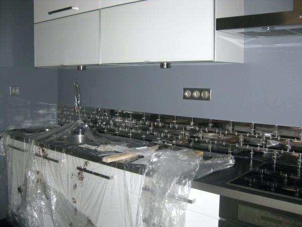 Credence carrelage metro inox
