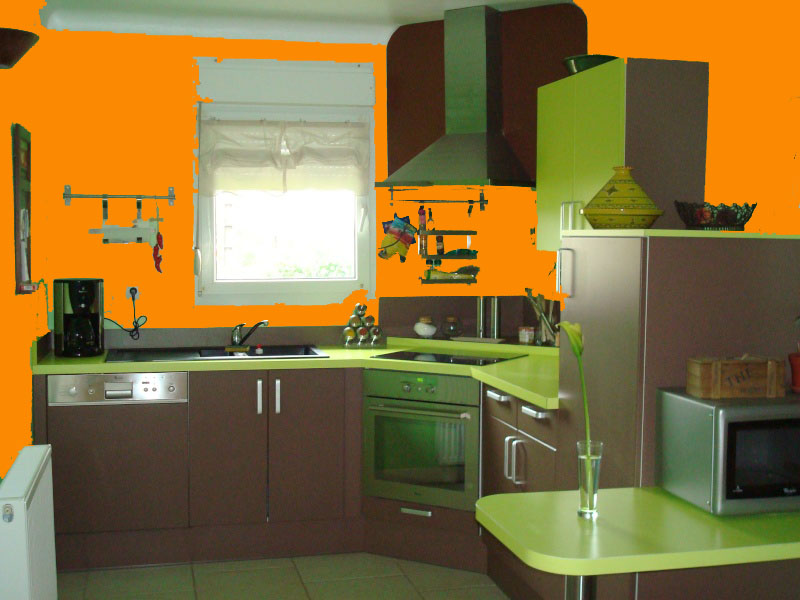 Deco cuisine vert orange