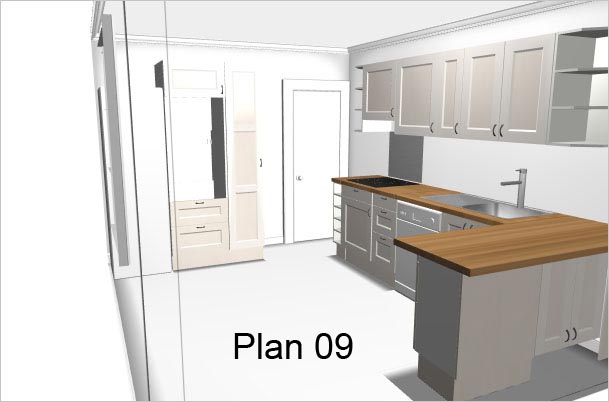 Plan de cuisine avec porte fenetre